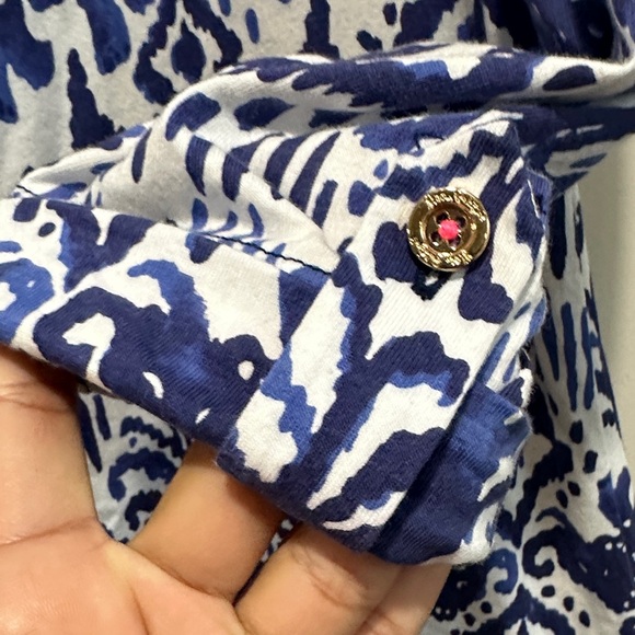 Lilly Pulitzer  Ocean Ridge  Dress  Ikat Blue and White 100%COTTON - Picture 8 of 13